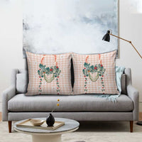 Peach Hawaiian Palaka Pillow Cover Kukui Nut Money Lei - Polynesian Pride