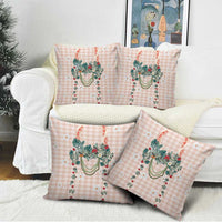 Peach Hawaiian Palaka Pillow Cover Kukui Nut Money Lei - Polynesian Pride