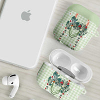 Sage Green Hawaiian Palaka AirPods Case Kukui Nut Money Lei - Polynesian Pride