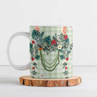 Sage Green Hawaiian Palaka Ceramic Mug Kukui Nut Money Lei - Polynesian Pride