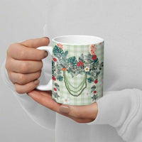 Sage Green Hawaiian Palaka Ceramic Mug Kukui Nut Money Lei - Polynesian Pride