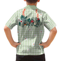 Sage Green Hawaiian Palaka Family Matching Long Sleeve Bodycon Dress and Hawaiian Shirt Kukui Nut Money Lei LT9 - Polynesian Pride