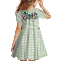 Sage Green Hawaiian Palaka Family Matching Summer Maxi Dress and Hawaiian Shirt Kukui Nut Money Lei LT9 - Polynesian Pride