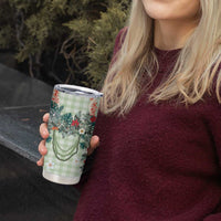 Sage Green Hawaiian Palaka Tumbler Cup Kukui Nut Money Lei - Polynesian Pride