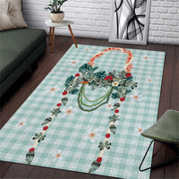 Turquoise Hawaiian Palaka Area Rug Kukui Nut Money Lei - Polynesian Pride