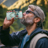 Turquoise Hawaiian Palaka 4 in 1 Can Cooler Tumbler Kukui Nut Money Lei - Polynesian Pride