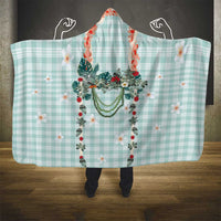 Turquoise Hawaiian Palaka Hooded Blanket Kukui Nut Money Lei - Polynesian Pride