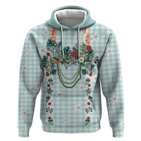 Turquoise Hawaiian Palaka Hoodie Kukui Nut Money Lei - Polynesian Pride