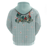 Turquoise Hawaiian Palaka Hoodie Kukui Nut Money Lei - Polynesian Pride