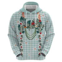 Turquoise Hawaiian Palaka Zip Hoodie Kukui Nut Money Lei - Polynesian Pride