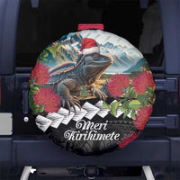 Meri Kirihimete Tuatara Spare Tire Cover New Zealand Fern with Puhutukawa Flowers