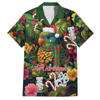 Meri Kirihimete Kakapo Santa Family Matching Off The Shoulder Long Sleeve Dress and Hawaiian Shirt Merry Christmas with Tropical Vibe LT9 Dad's Shirt - Short Sleeve Green - Polynesian Pride