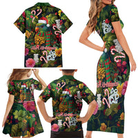 Meri Kirihimete Kakapo Santa Family Matching Short Sleeve Bodycon Dress and Hawaiian Shirt Merry Christmas with Tropical Vibe LT9 - Polynesian Pride