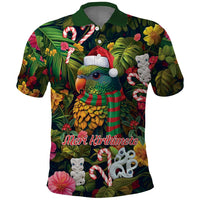 Meri Kirihimete Kakapo Santa Polo Shirt Merry Christmas with Tropical Vibe