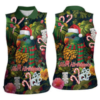 Meri Kirihimete Kakapo Santa Women Sleeveless Polo Shirt Merry Christmas with Tropical Vibe LT9 - Polynesian Pride