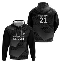 New Zealand Cricket Custom Hoodie Potae Pango Black Fern Pattern