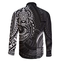 Polynesian Turtle Tribal Tattoo Family Matching Off The Shoulder Long Sleeve Dress and Hawaiian Shirt Black Style