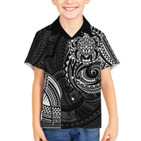 Polynesian Turtle Tribal Tattoo Family Matching Short Sleeve Bodycon Dress and Hawaiian Shirt Black Style LT9 Son's Shirt Black - Polynesian Pride