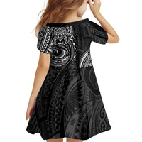 Polynesian Turtle Tribal Tattoo Kid Short Sleeve Dress Black Style