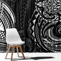 Polynesian Turtle Tribal Tattoo Window Curtain Black Style