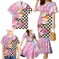 Personalized Japanese Kawaii Sushi Roll Family Matching Mermaid Dress and Hawaiian Shirt Wagara Palaka Pattern