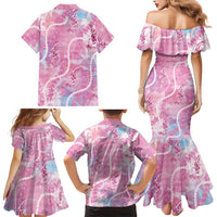 Japanese Koi Fish Family Matching Mermaid Dress and Hawaiian Shirt Pink Wagara Palaka Honohono Pikake Lei LT9 - Polynesian Pride