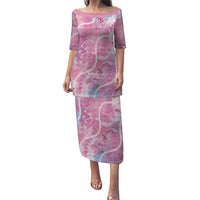 Japanese Koi Fish Family Matching Puletasi and Hawaiian Shirt Pink Wagara Palaka Honohono Pikake Lei LT9 Mom's Dress Pink - Polynesian Pride