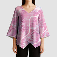 Japanese Koi Fish Kimono Sleeve Blouse Pink Wagara Palaka Honohono Pikake Lei