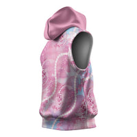 Japanese Koi Fish Sleeveless Hoodie Pink Wagara Palaka Honohono Pikake Lei