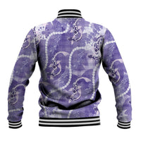 Japanese Koi Fish Baseball Jacket Purple Wagara Palaka Honohono Pikake Lei