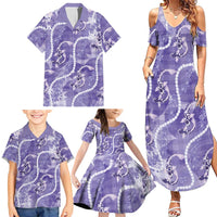 Japanese Koi Fish Family Matching Summer Maxi Dress and Hawaiian Shirt Purple Wagara Palaka Honohono Pikake Lei LT9 - Polynesian Pride