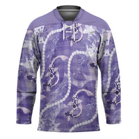 Japanese Koi Fish Hockey Jersey Purple Wagara Palaka Honohono Pikake Lei