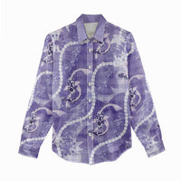 Japanese Koi Fish Women Casual Shirt Purple Wagara Palaka Honohono Pikake Lei LT9 - Polynesian Pride