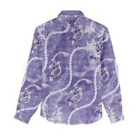 Japanese Koi Fish Women Casual Shirt Purple Wagara Palaka Honohono Pikake Lei LT9 - Polynesian Pride