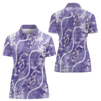 Japanese Koi Fish Women Polo Shirt Purple Wagara Palaka Honohono Pikake Lei LT9 - Polynesian Pride