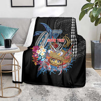 Personalized Japanese Koi Fish Ramen Blanket Aloha Shark Kakau Pattern