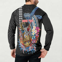 Personalized Japanese Koi Fish Ramen Button Sweatshirt Aloha Shark Kakau Pattern