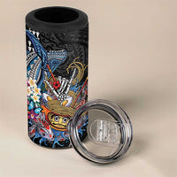 Personalized Japanese Koi Fish Ramen 4 in 1 Can Cooler Tumbler Aloha Shark Kakau Pattern