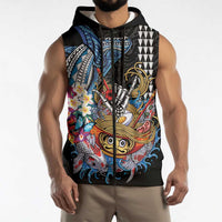 Personalized Japanese Koi Fish Ramen Sleeveless Zip Hoodie Aloha Shark Kakau Pattern