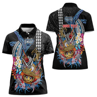 Personalized Japanese Koi Fish Ramen Women Polo Shirt Aloha Shark Kakau Pattern