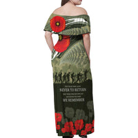 ANZAC Day We Remember Family Matching Off Shoulder Maxi Dress and Hawaiian Shirt Maori Silver Fern Camouflage Motif
