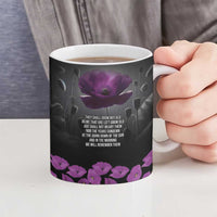 ANZAC Day Remembrance Ceramic Mug Purple Poppy We Will Remember Them