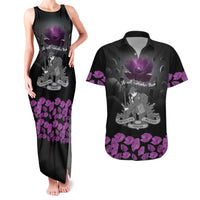 ANZAC Day Remembrance Couples Matching Tank Maxi Dress and Hawaiian Shirt Purple Poppy We Will Remember Them