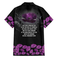 ANZAC Day Remembrance Family Matching Off The Shoulder Long Sleeve Dress and Hawaiian Shirt Purple Poppy We Will Remember Them LT9 - Polynesian Pride