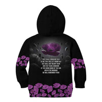 ANZAC Day Remembrance Kid Hoodie Purple Poppy We Will Remember Them