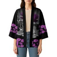 ANZAC Day Remembrance Kimono Purple Poppy We Will Remember Them