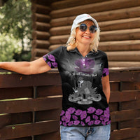 ANZAC Day Remembrance Women Polo Shirt Purple Poppy We Will Remember Them