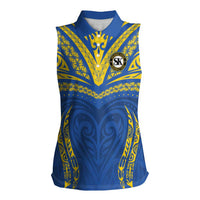 Custom Oceania Football Solomon Kings Women Sleeveless Polo Shirt Polynesian Tribal Pattern