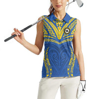 Custom Oceania Football Solomon Kings Women Sleeveless Polo Shirt Polynesian Tribal Pattern