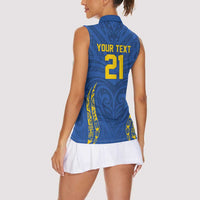 Custom Oceania Football Solomon Kings Women Sleeveless Polo Shirt Polynesian Tribal Pattern